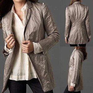 NWT EILEEN FISHER One Button Long Metallic Stretch Jacket Blazer - Size XL